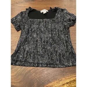 Ronnie Nicole womens Sm Evening Blouse black diamond glitter strips elegant